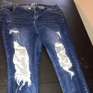 Distressed denim jeans plus size 16
